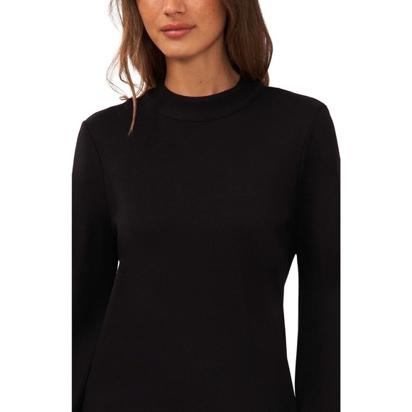 NEW Halogen Long Sleeve Shift Mini Dress Mock Neck Stretch Women's Black Size XL - Picture 2 of 7